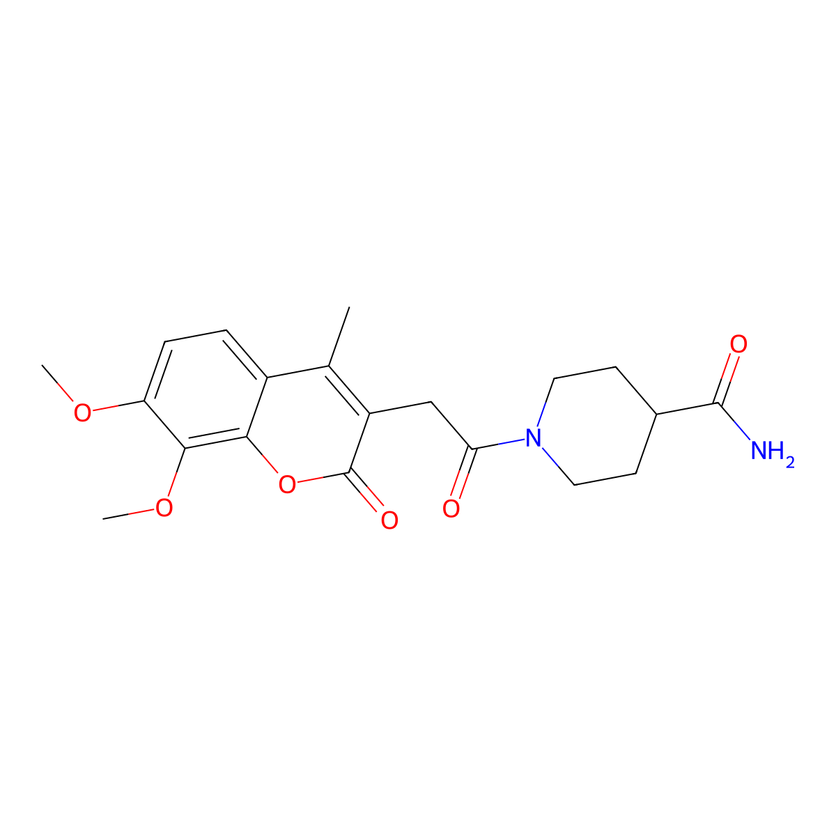 1-[(7,8-dimethoxy-4-methyl-2-oxo-2H-chromen-3-yl)acetyl]piperidine-4-carboxamide molecular structure, CAS 859109-91-4