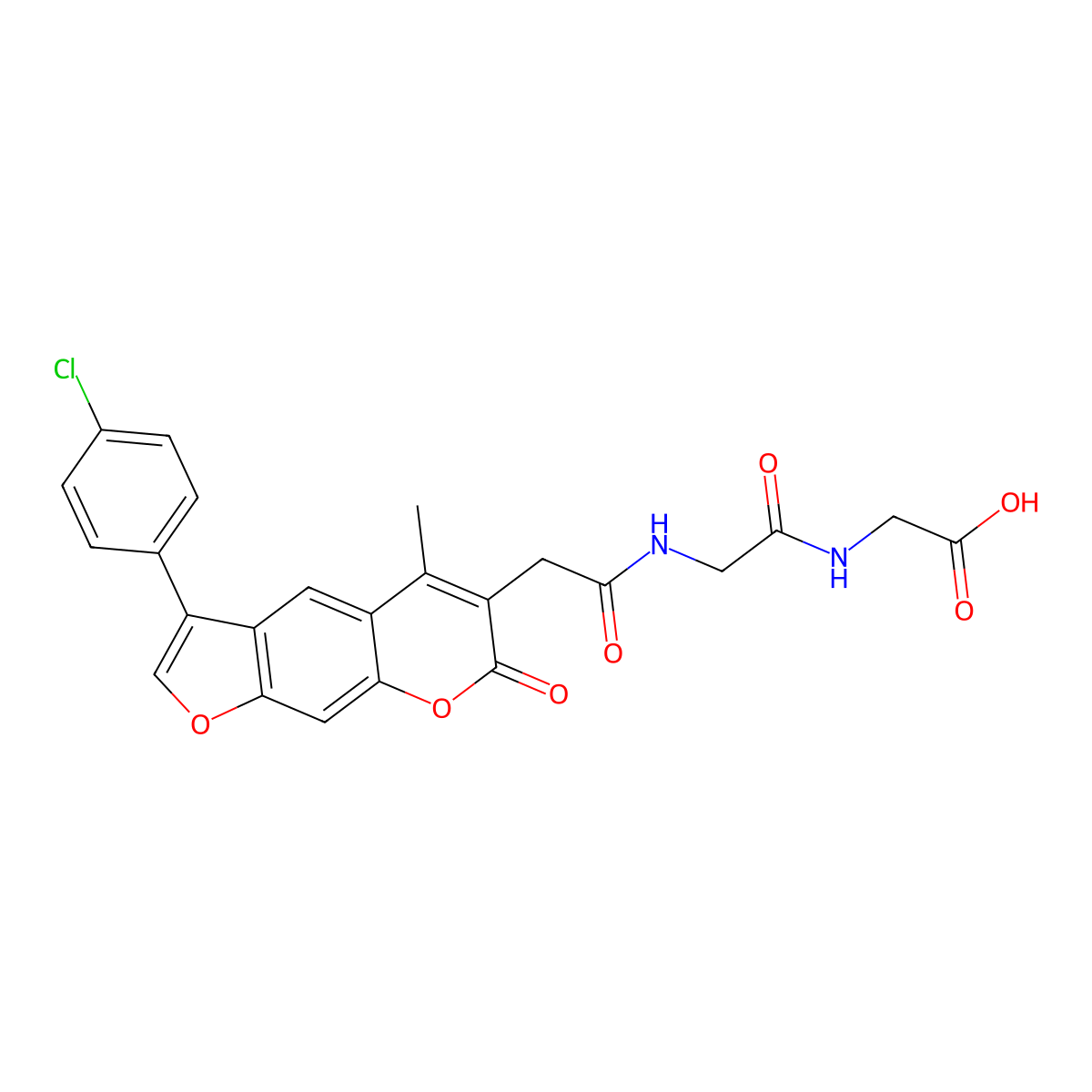 N-{[3-(4-chlorophenyl)-5-methyl-7-oxo-7H-furo[3,2-g]chromen-6-yl]acetyl}glycylglycine molecular structure, CAS 859110-19-3