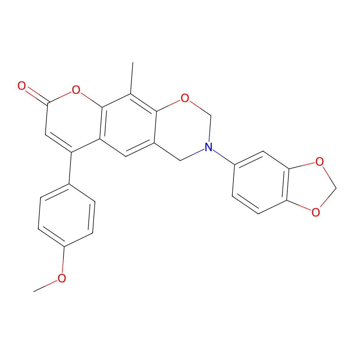 3-(1,3-benzodioxol-5-yl)-6-(4-methoxyphenyl)-10-methyl-3,4-dihydro-2H,8H-chromeno[6,7-e][1,3]oxazin-8-one molecular structure, CAS 859110-39-7