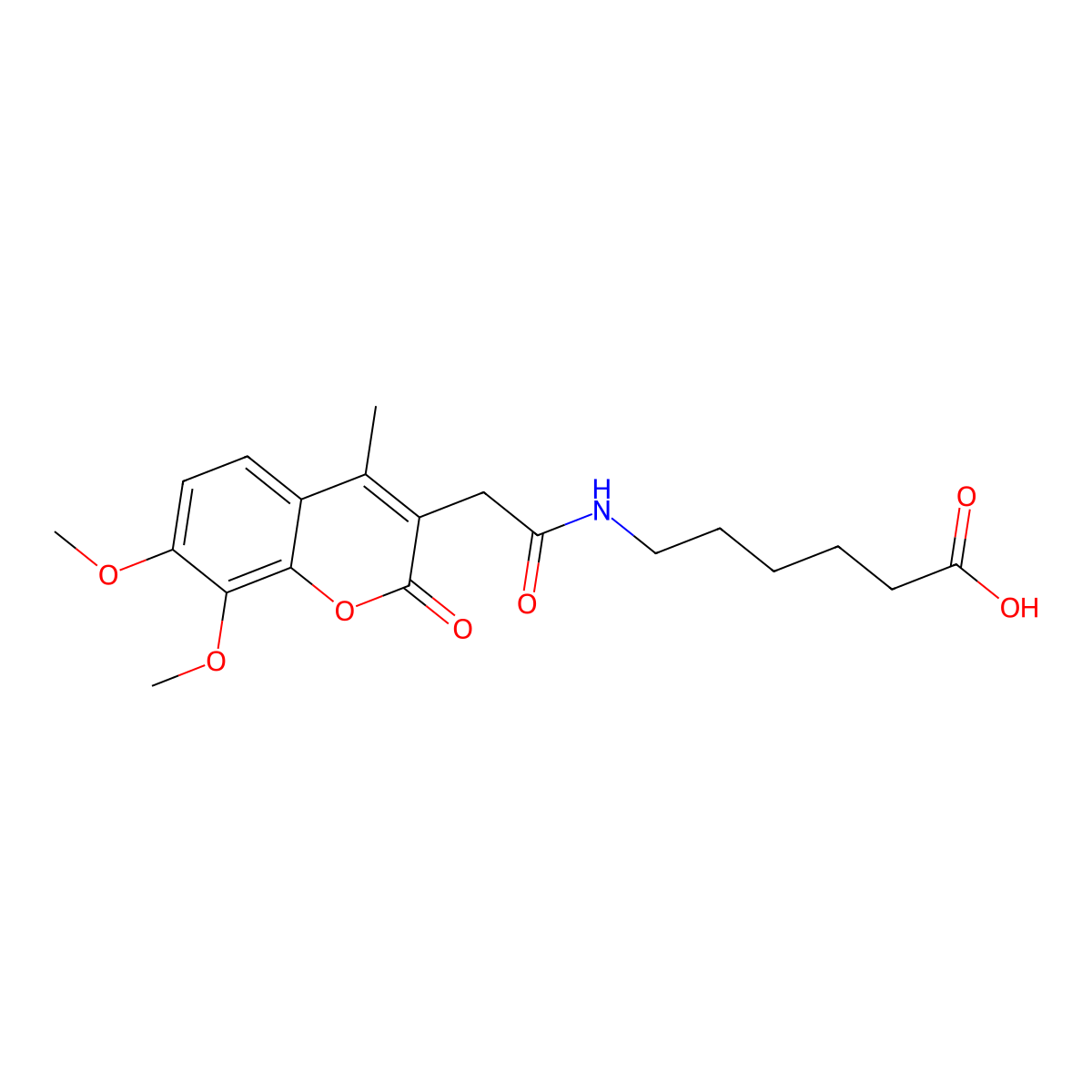6-{[(7,8-dimethoxy-4-methyl-2-oxo-2H-chromen-3-yl)acetyl]amino}hexanoic acid molecular structure, CAS 859110-59-1