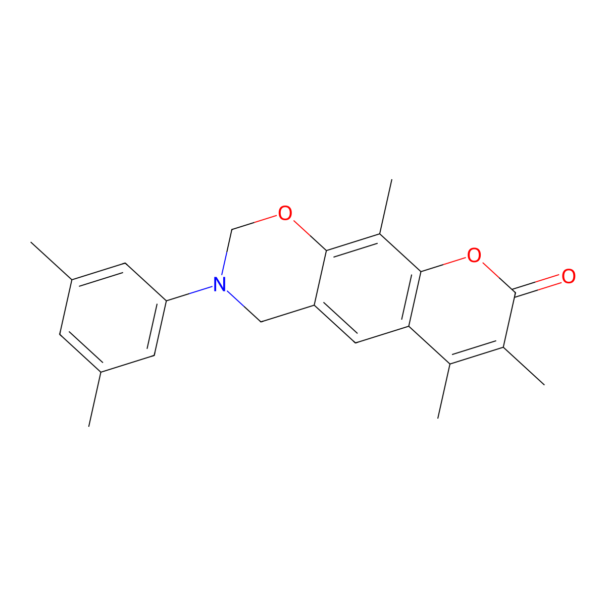 3-(3,5-dimethylphenyl)-6,7,10-trimethyl-3,4-dihydro-2H,8H-chromeno[6,7-e][1,3]oxazin-8-one molecular structure, CAS 859110-65-9