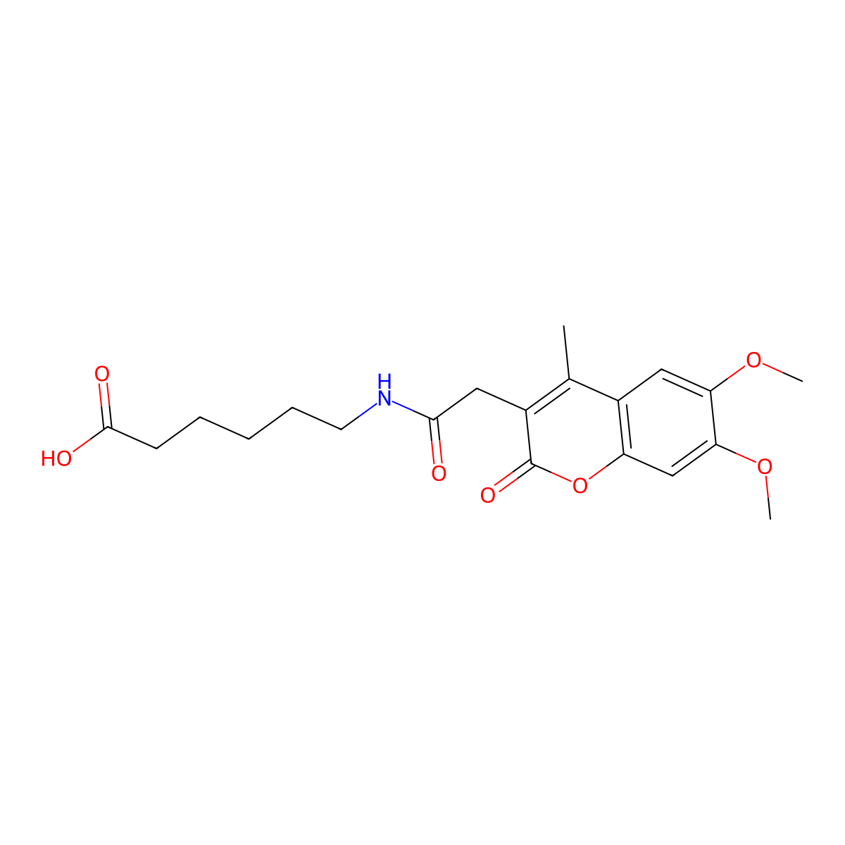 6-{[(6,7-dimethoxy-4-methyl-2-oxo-2H-chromen-3-yl)acetyl]amino}hexanoic acid molecular structure, CAS 859110-77-3