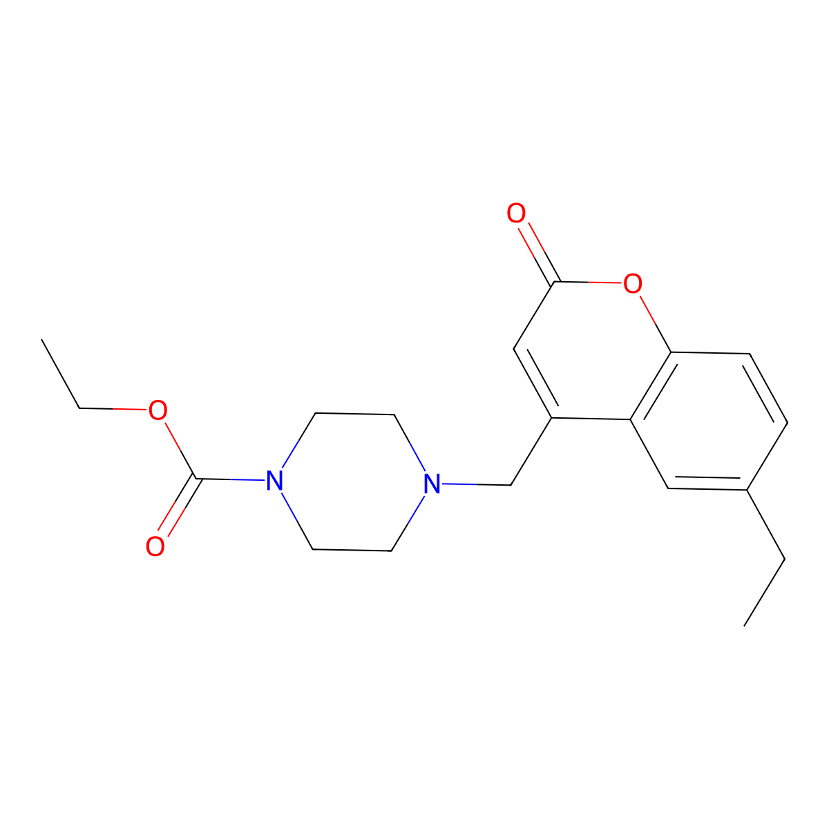 ethyl 4-[(6-ethyl-2-oxo-2H-chromen-4-yl)methyl]piperazine-1-carboxylate molecular structure, CAS 859111-28-7