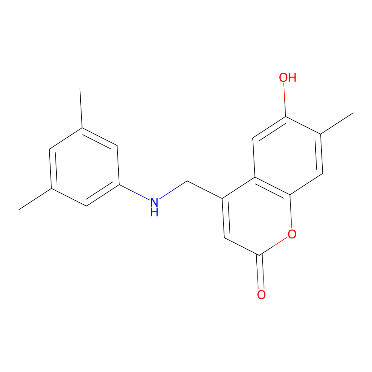 4-{[(3,5-dimethylphenyl)amino]methyl}-6-hydroxy-7-methyl-2H-chromen-2-one molecular structure, CAS 859111-32-3