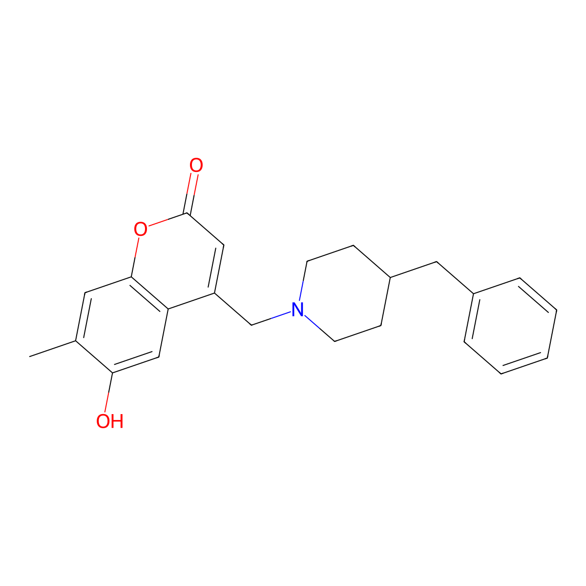 4-[(4-benzylpiperidin-1-yl)methyl]-6-hydroxy-7-methyl-2H-chromen-2-one molecular structure, CAS 859111-47-0