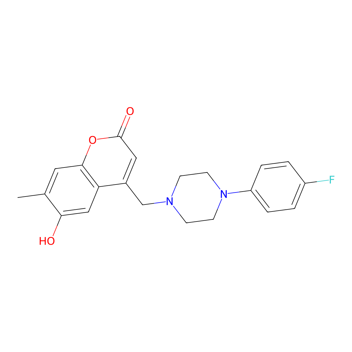4-{[4-(4-fluorophenyl)piperazin-1-yl]methyl}-6-hydroxy-7-methyl-2H-chromen-2-one molecular structure, CAS 859112-01-9