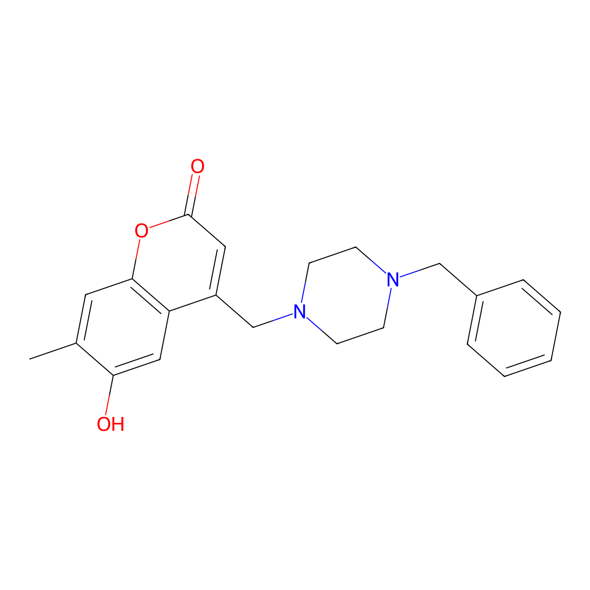 4-[(4-benzylpiperazin-1-yl)methyl]-6-hydroxy-7-methyl-2H-chromen-2-one molecular structure, CAS 859112-12-2