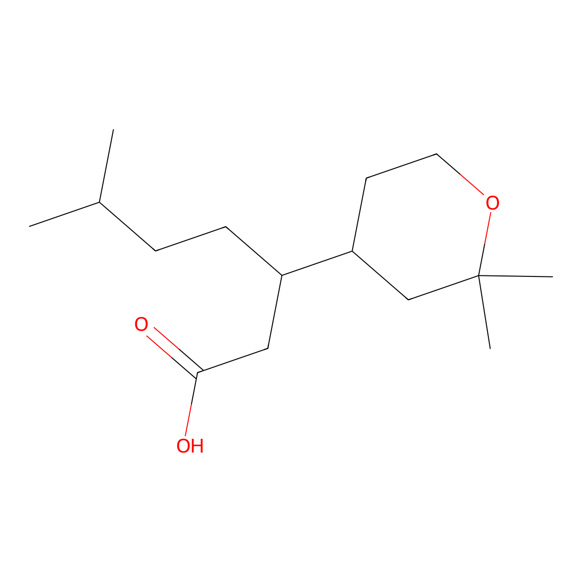 3-(2,2-dimethyltetrahydro-2H-pyran-4-yl)-6-methylheptanoic acid molecular structure, CAS 859112-15-5