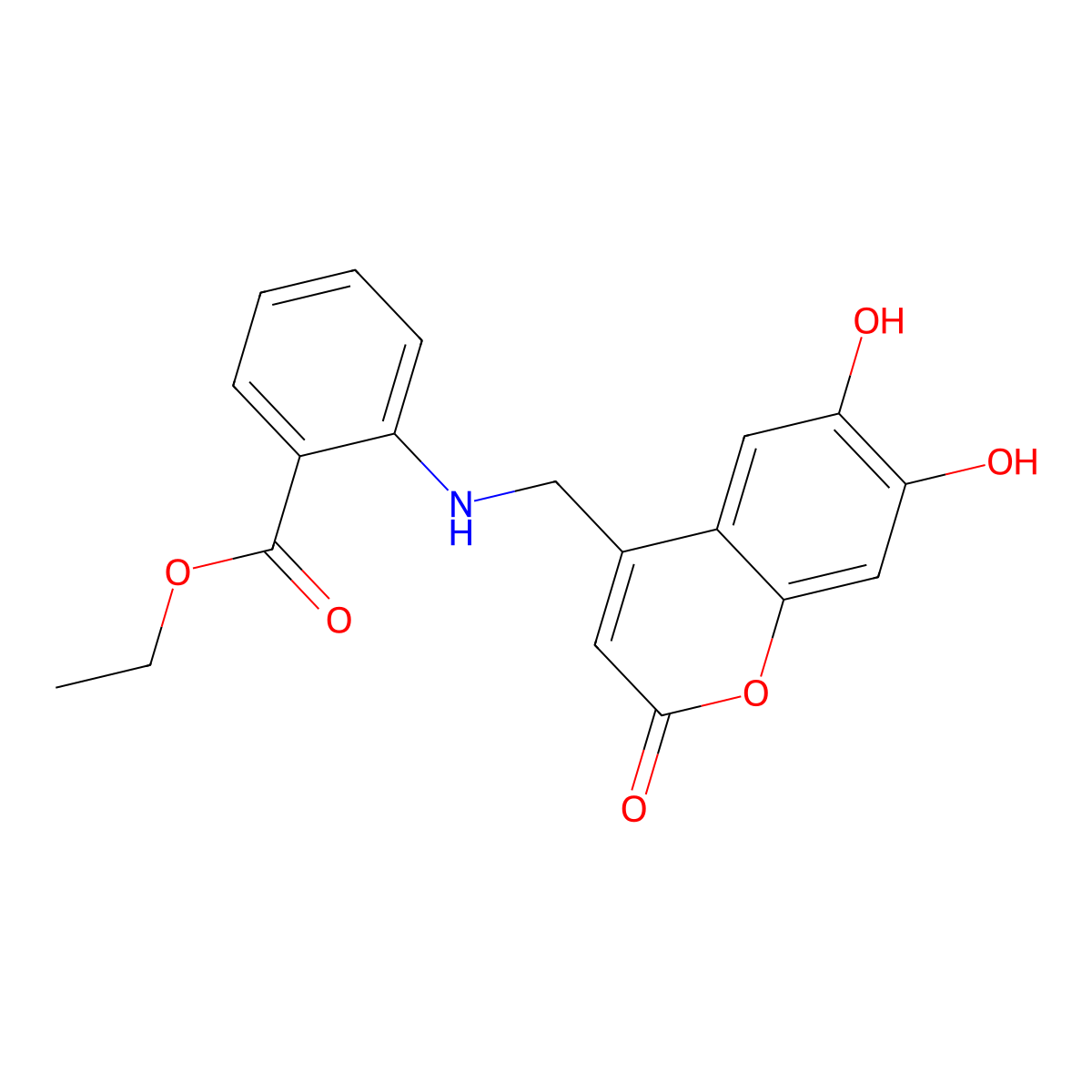 ethyl 2-{[(6,7-dihydroxy-2-oxo-2H-chromen-4-yl)methyl]amino}benzoate molecular structure, CAS 859112-29-1