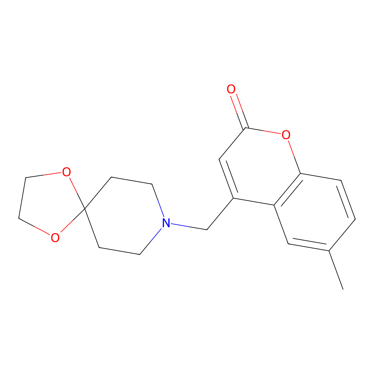 4-(1,4-Dioxa-8-azaspiro[4.5]decan-8-ylmethyl)-6-methylchromen-2-one molecular structure, CAS 859112-47-3