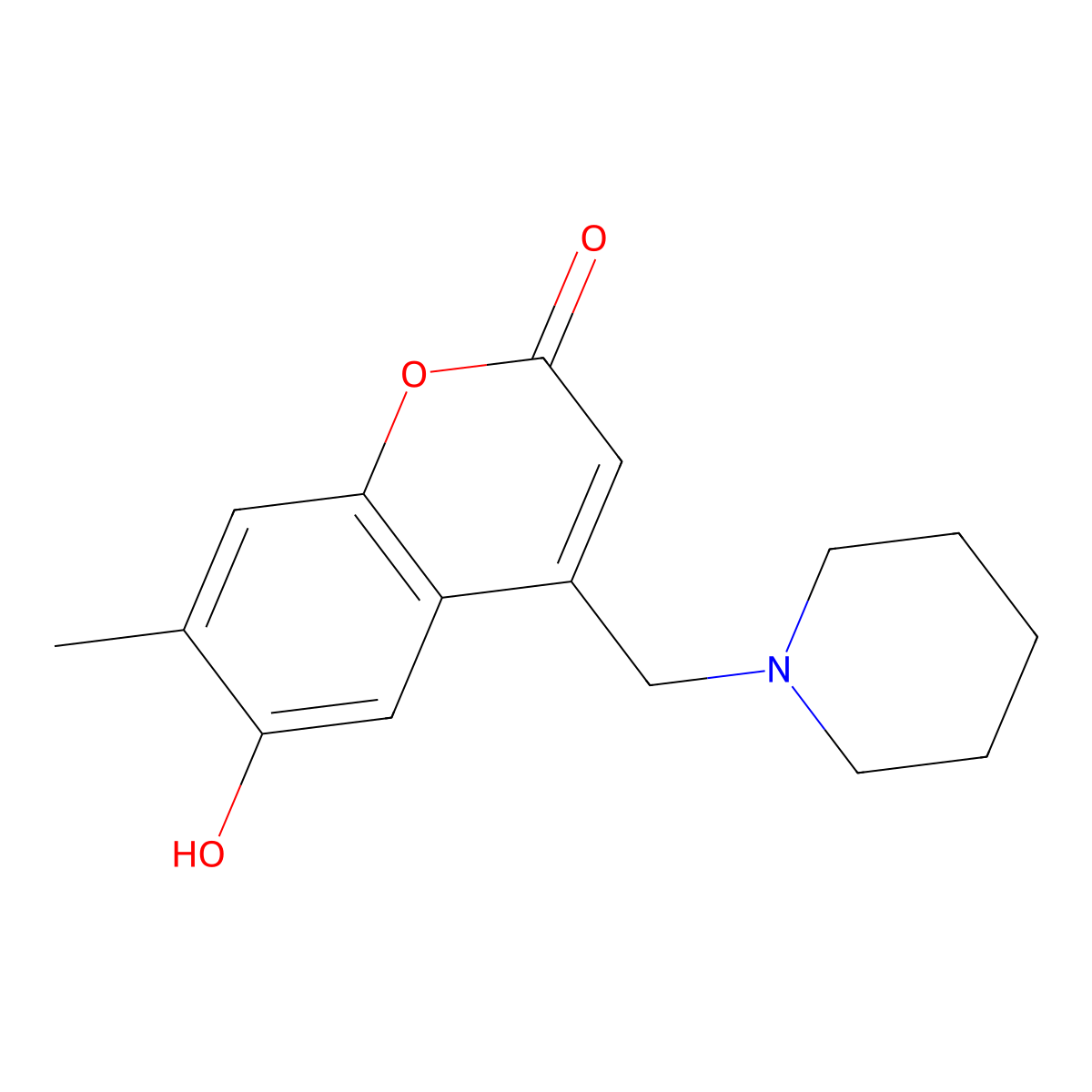 6-hydroxy-7-methyl-4-(piperidin-1-ylmethyl)-2H-chromen-2-one molecular structure, CAS 859112-95-1