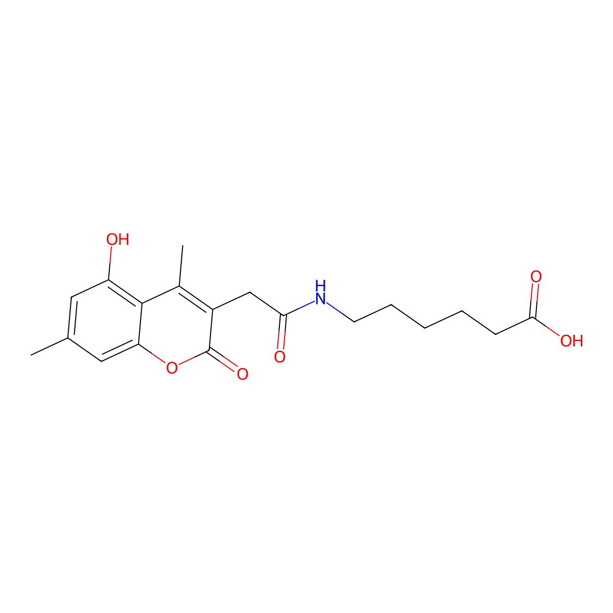 6-{[(5-hydroxy-4,7-dimethyl-2-oxo-2H-chromen-3-yl)acetyl]amino}hexanoic acid molecular structure, CAS 859113-54-5
