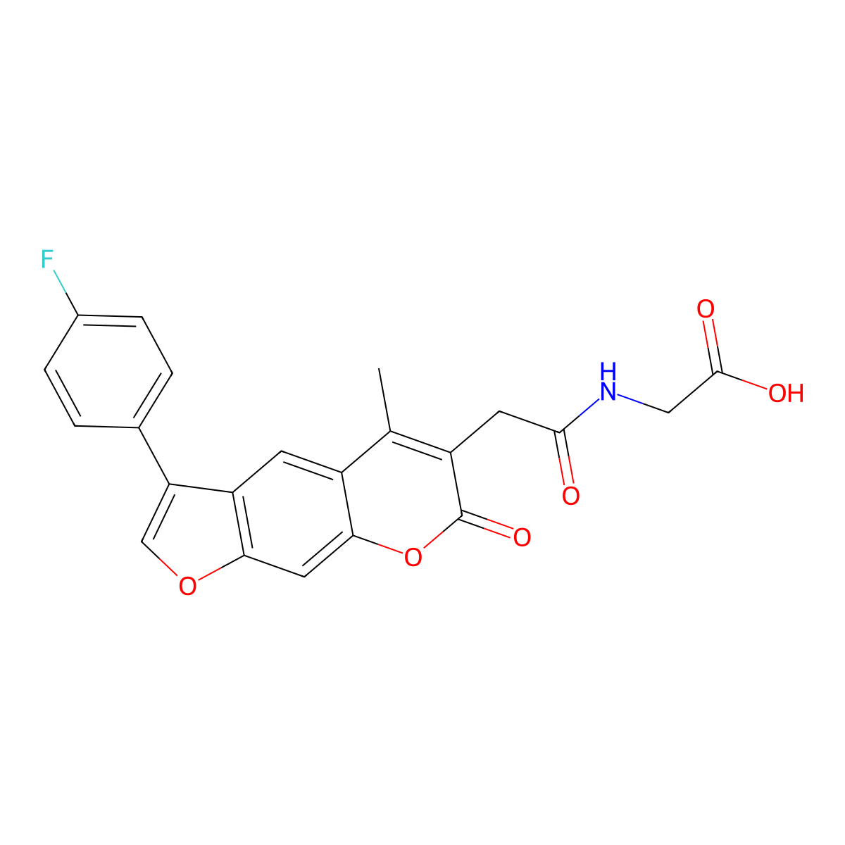 N-{[3-(4-fluorophenyl)-5-methyl-7-oxo-7H-furo[3,2-g]chromen-6-yl]acetyl}glycine molecular structure, CAS 859113-84-1