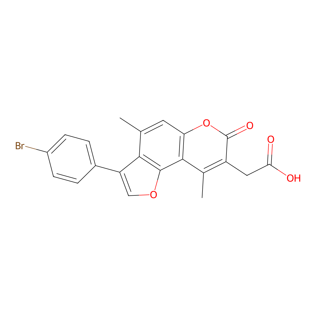 [3-(4-bromophenyl)-4,9-dimethyl-7-oxo-7H-furo[2,3-f]chromen-8-yl]acetic acid molecular structure, CAS 859113-93-2