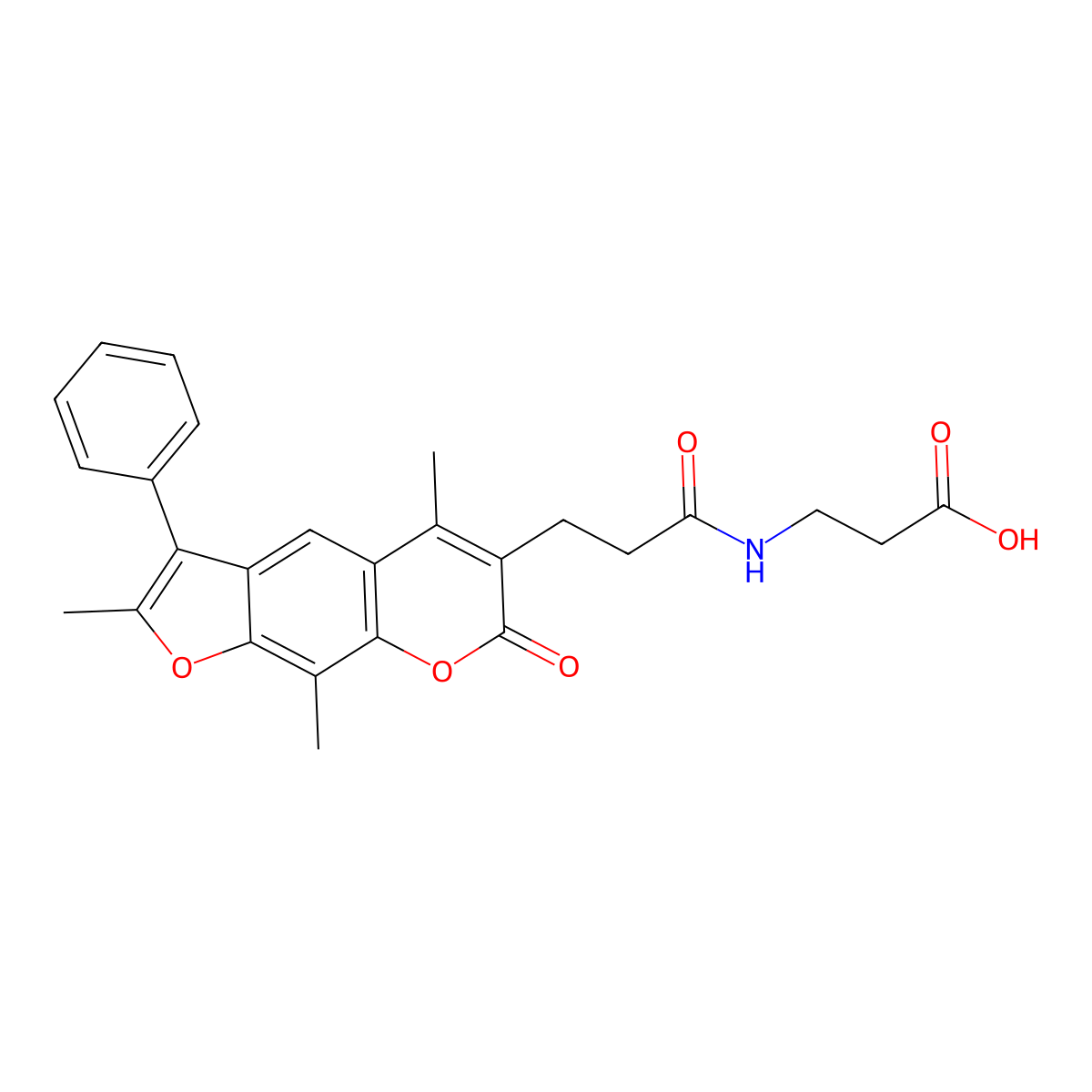 3-[3-(2,5,9-Trimethyl-7-oxo-3-phenylfuro[3,2-g]chromen-6-yl)propanoylamino]propanoic acid molecular structure, CAS 859114-01-5