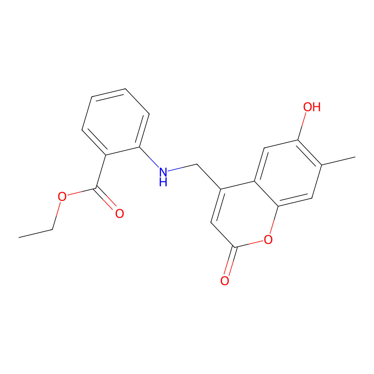 ethyl 2-{[(6-hydroxy-7-methyl-2-oxo-2H-chromen-4-yl)methyl]amino}benzoate molecular structure, CAS 859114-17-3