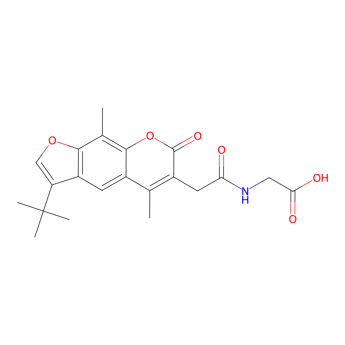 N-[(3-tert-butyl-5,9-dimethyl-7-oxo-7H-furo[3,2-g]chromen-6-yl)acetyl]glycine molecular structure, CAS 859114-24-2