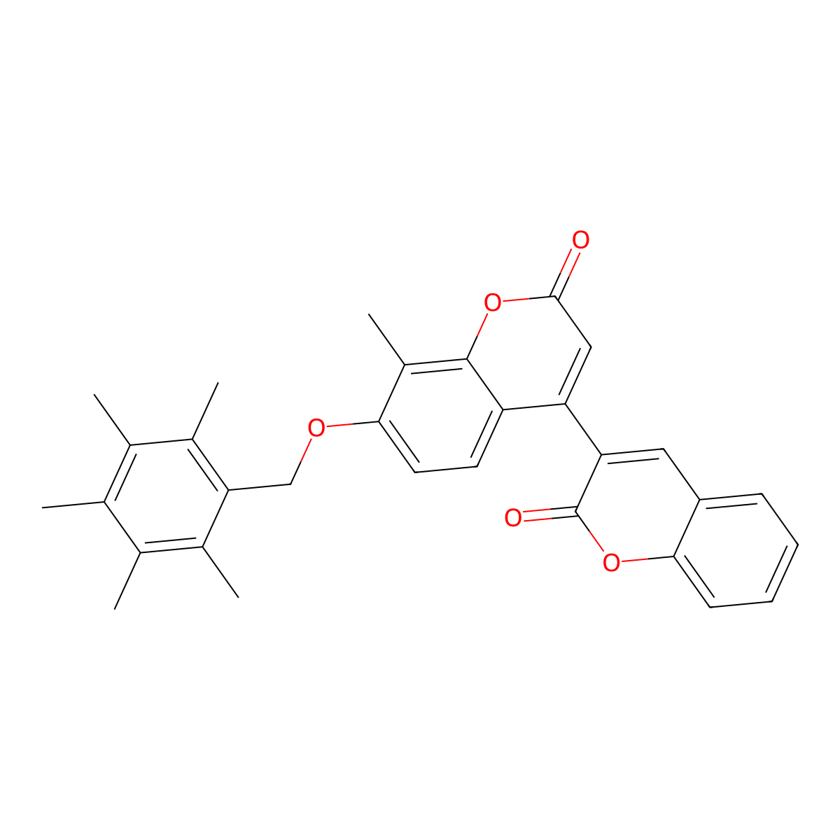 8'-methyl-7'-[(pentamethylbenzyl)oxy]-2H,2'H-3,4'-bichromene-2,2'-dione molecular structure, CAS 859114-29-7