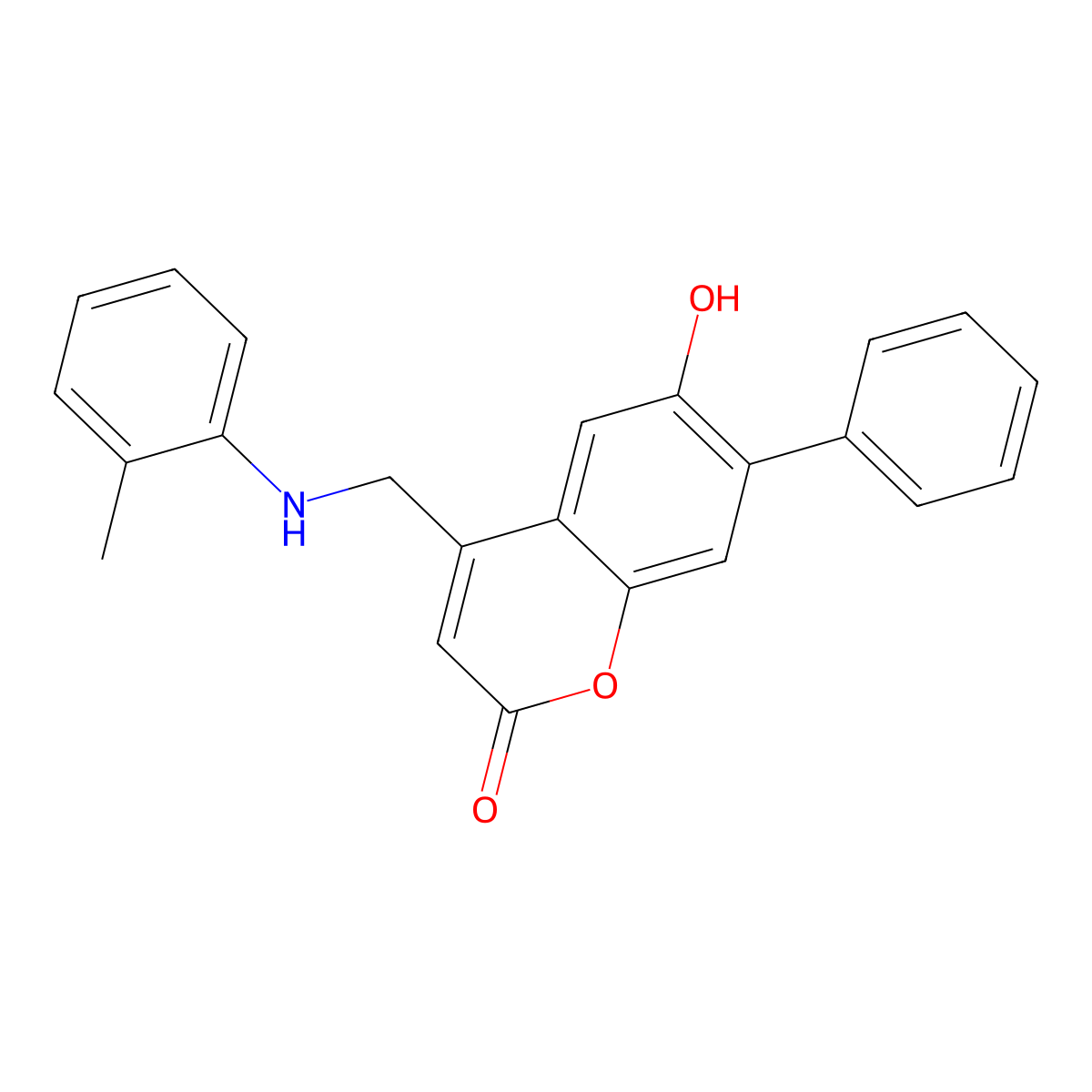 6-hydroxy-4-{[(2-methylphenyl)amino]methyl}-7-phenyl-2H-chromen-2-one molecular structure, CAS 859114-39-9