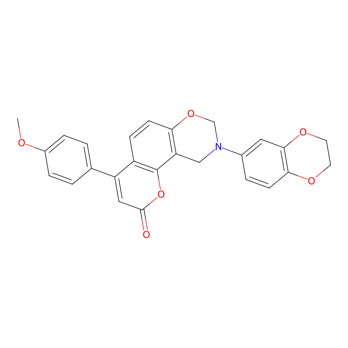 9-(2,3-dihydro-1,4-benzodioxin-6-yl)-4-(4-methoxyphenyl)-9,10-dihydro-2H,8H-chromeno[8,7-e][1,3]oxazin-2-one molecular structure, CAS 859114-83-3