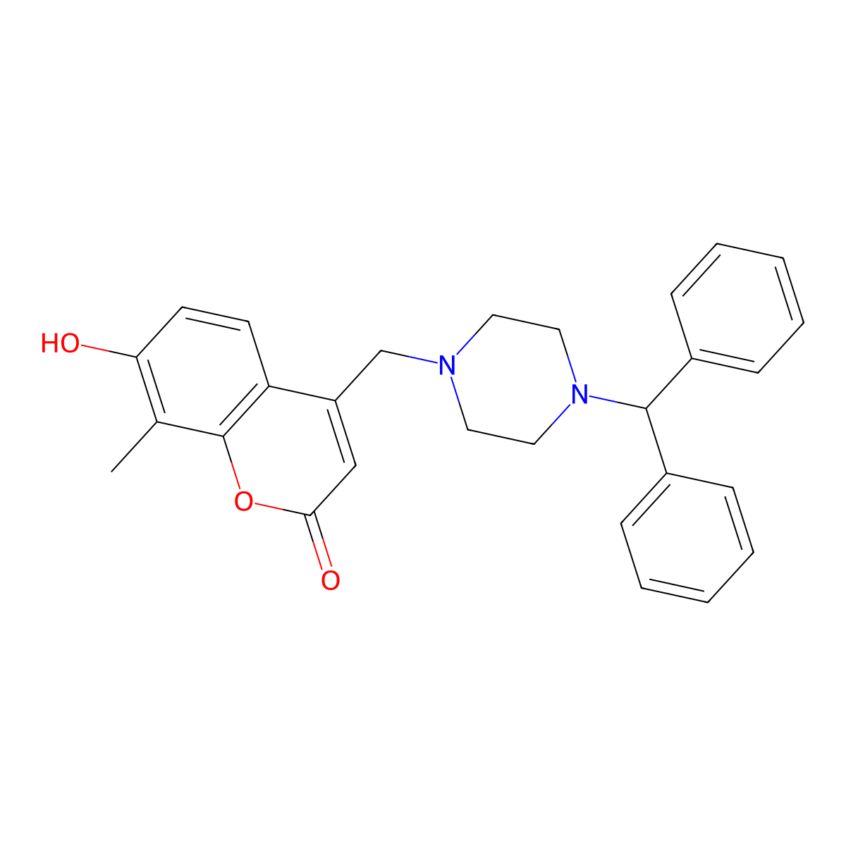 4-[(4-benzhydrylpiperazino)methyl]-7-hydroxy-8-methyl-2H-chromen-2-one molecular structure, CAS 859115-81-4