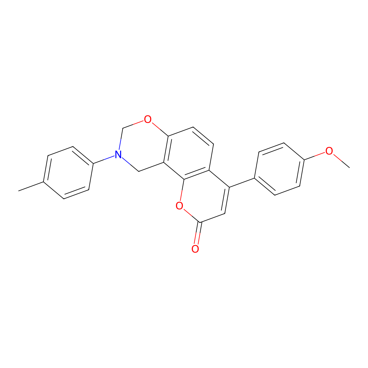 4-(4-Methoxyphenyl)-9-(4-methylphenyl)-8,10-dihydropyrano[2,3-f][1,3]benzoxazin-2-one molecular structure, CAS 859116-39-5