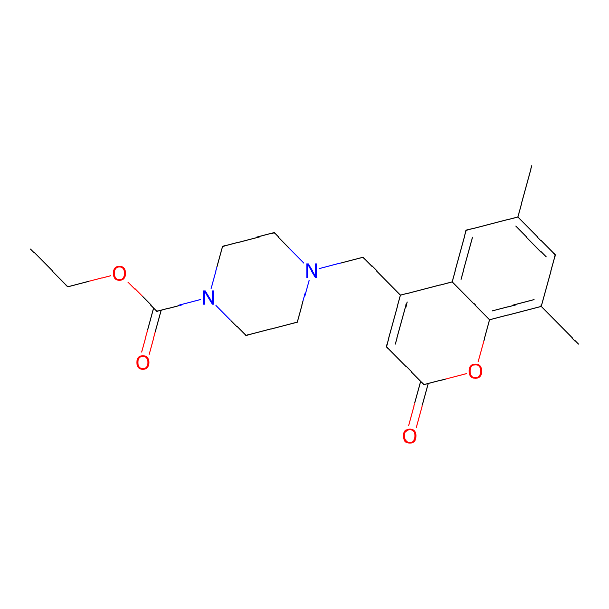 Ethyl 4-[(6,8-dimethyl-2-oxochromen-4-yl)methyl]piperazine-1-carboxylate molecular structure, CAS 859116-74-8
