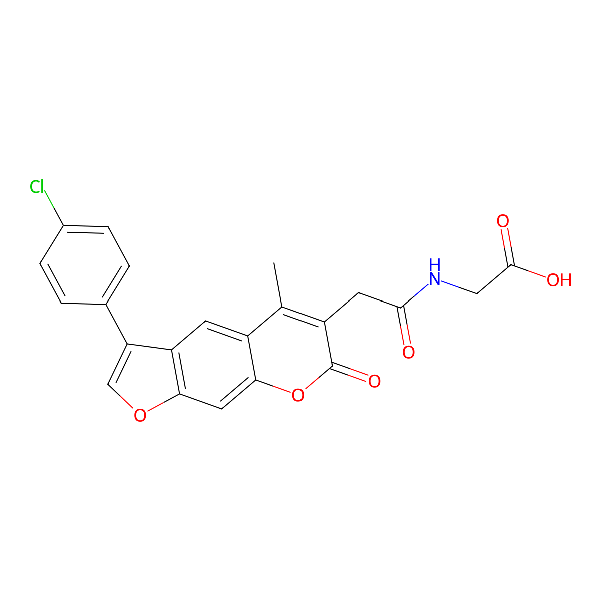 N-{[3-(4-chlorophenyl)-5-methyl-7-oxo-7H-furo[3,2-g]chromen-6-yl]acetyl}glycine molecular structure, CAS 859124-95-1