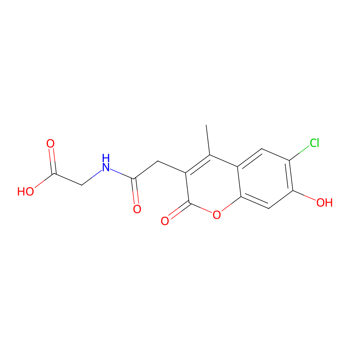 N-[(6-chloro-7-hydroxy-4-methyl-2-oxo-2H-chromen-3-yl)acetyl]glycine molecular structure, CAS 859125-83-0