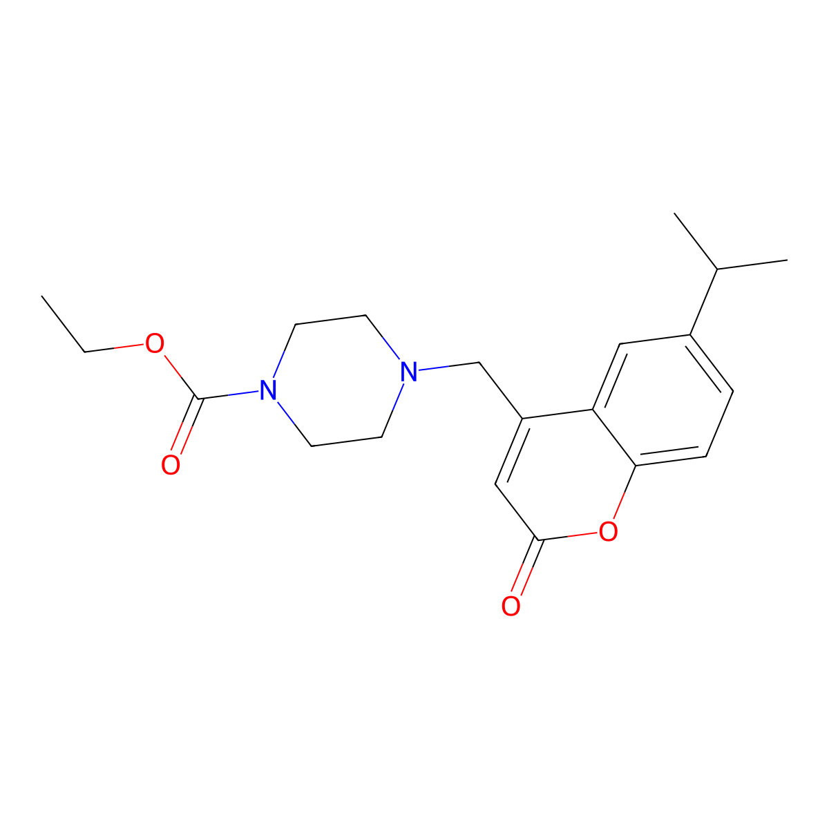 ethyl 4-((6-isopropyl-2-oxo-2H-chromen-4-yl)methyl)piperazine-1-carboxylate molecular structure, CAS 859126-07-1