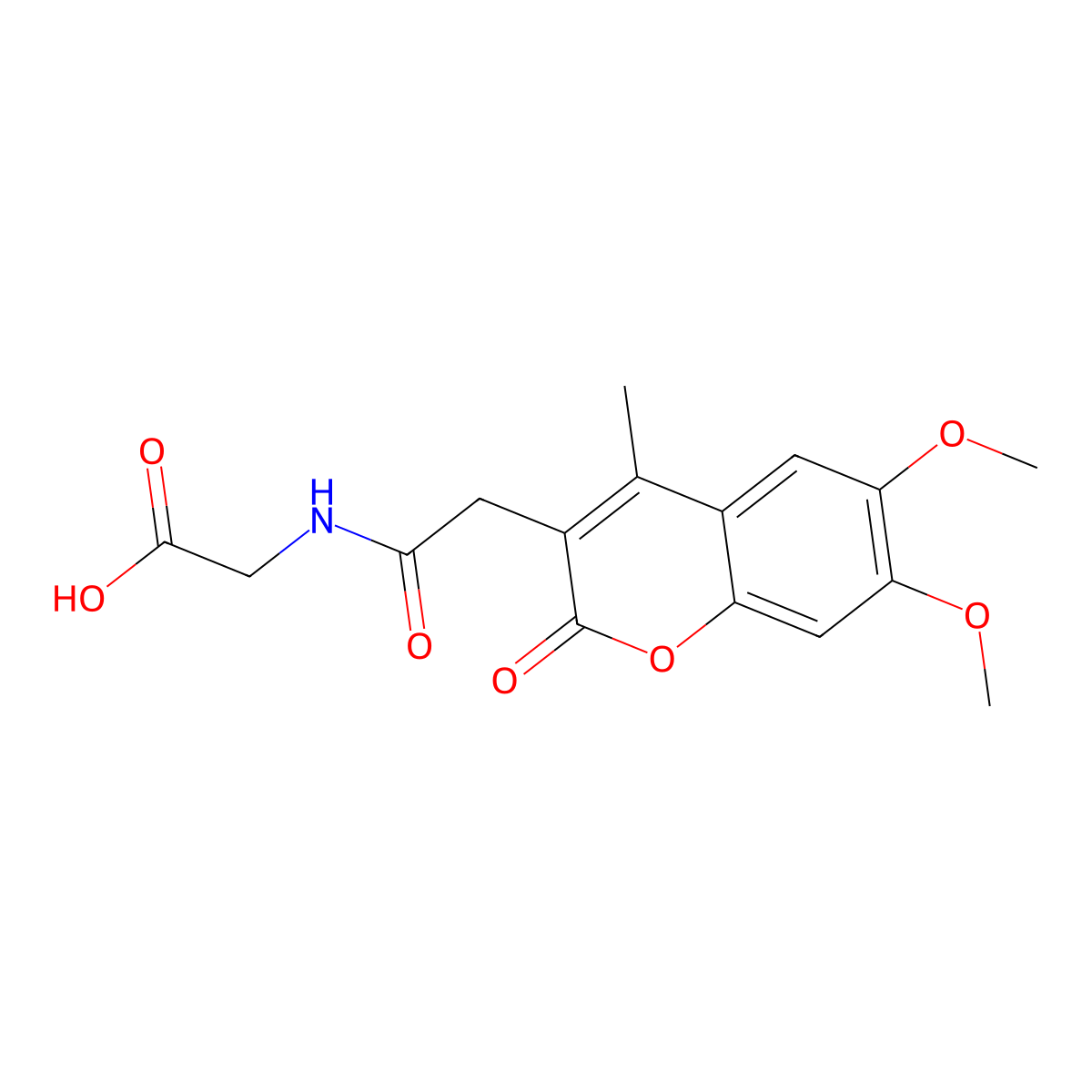 N-[(6,7-dimethoxy-4-methyl-2-oxo-2H-chromen-3-yl)acetyl]glycine molecular structure, CAS 859126-42-4