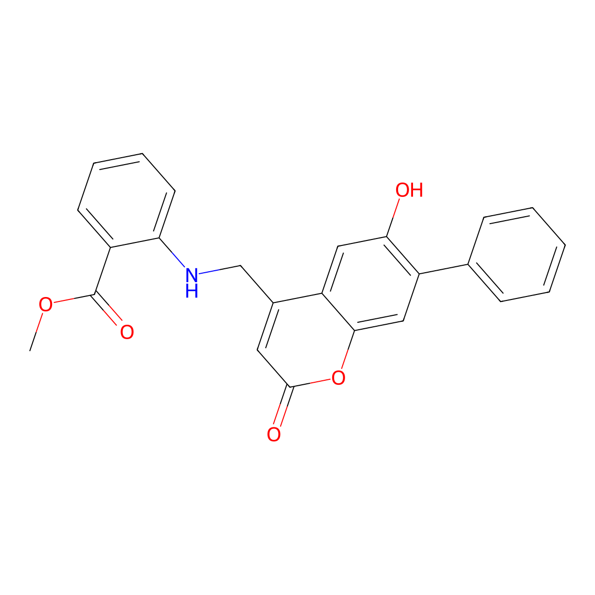 methyl 2-{[(6-hydroxy-2-oxo-7-phenyl-2H-chromen-4-yl)methyl]amino}benzoate molecular structure, CAS 859126-59-3