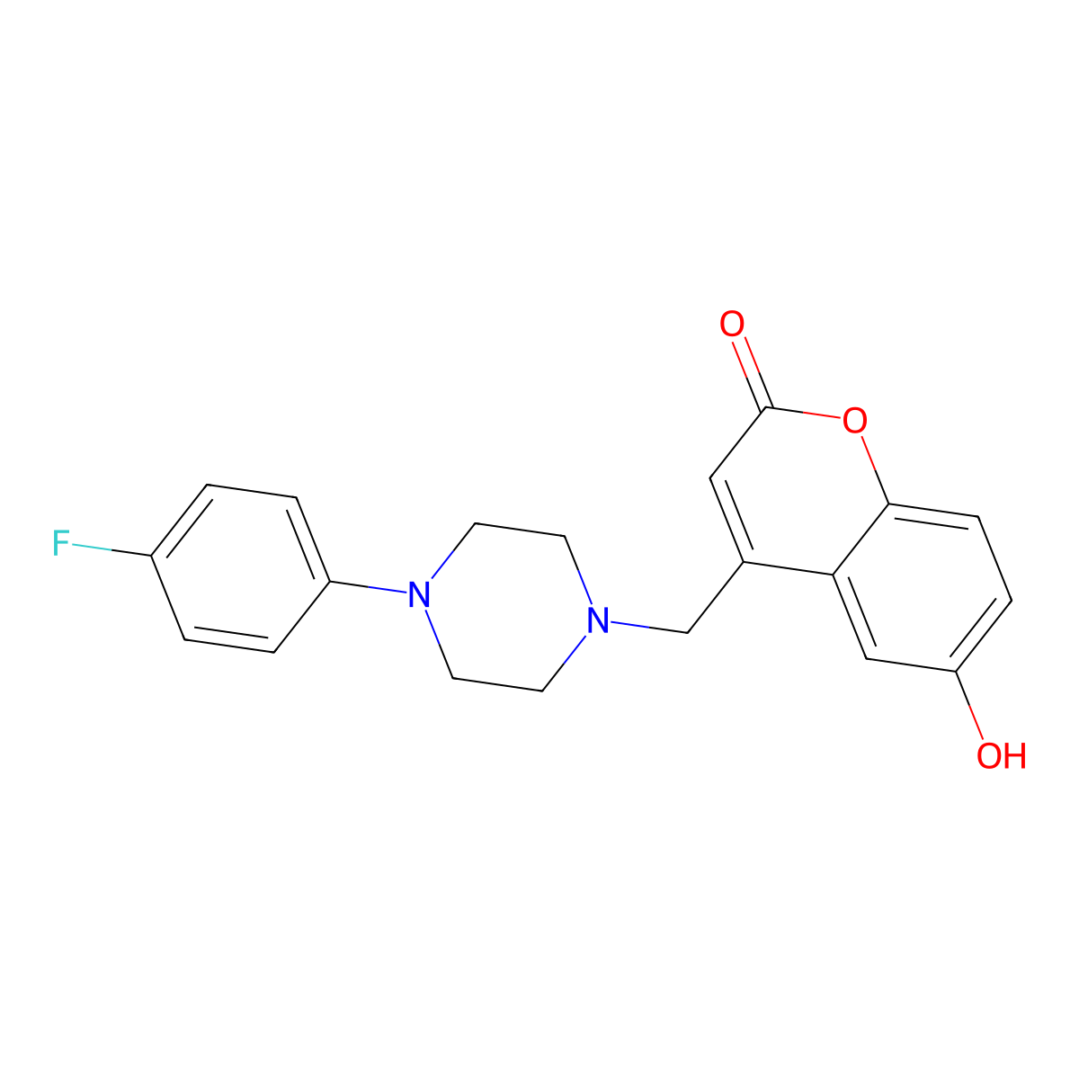 4-((4-(4-fluorophenyl)piperazin-1-yl)methyl)-6-hydroxy-2H-chromen-2-one molecular structure, CAS 859126-83-3