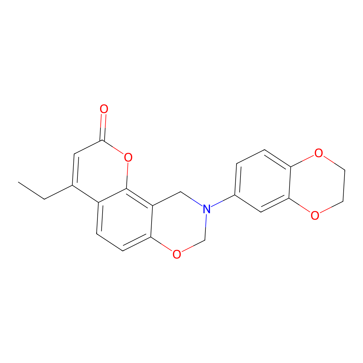 9-(2,3-dihydro-1,4-benzodioxin-6-yl)-4-ethyl-9,10-dihydro-2H,8H-chromeno[8,7-e][1,3]oxazin-2-one molecular structure, CAS 859126-94-6