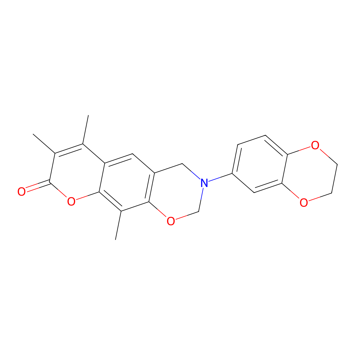 3-(2,3-dihydro-1,4-benzodioxin-6-yl)-6,7,10-trimethyl-3,4-dihydro-2H,8H-chromeno[6,7-e][1,3]oxazin-8-one molecular structure, CAS 859127-19-8