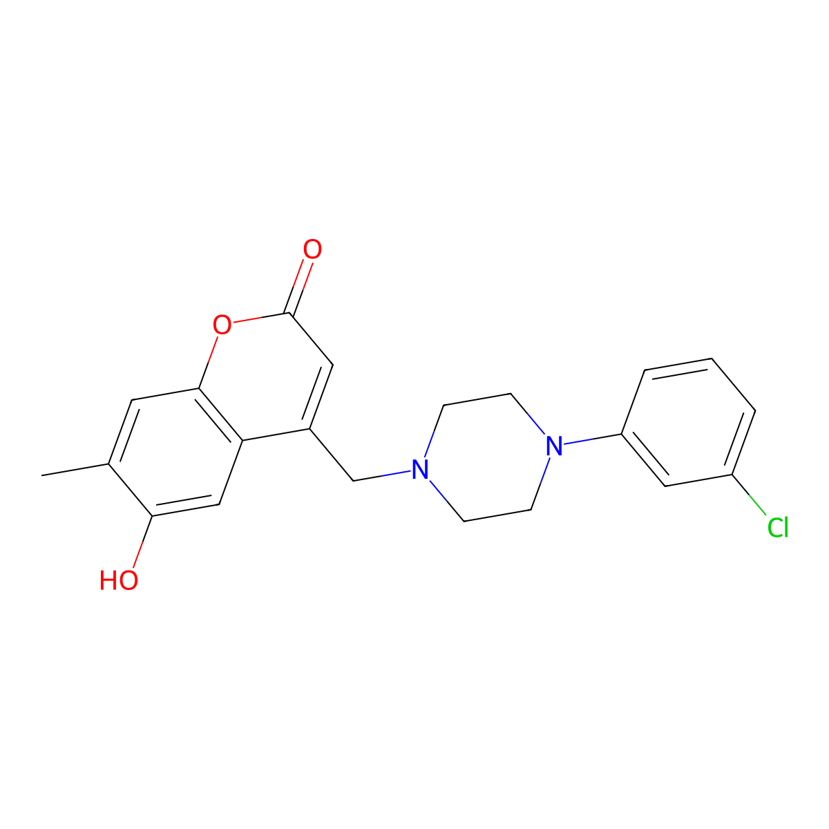 4-{[4-(3-chlorophenyl)piperazin-1-yl]methyl}-6-hydroxy-7-methyl-2H-chromen-2-one molecular structure, CAS 859127-25-6