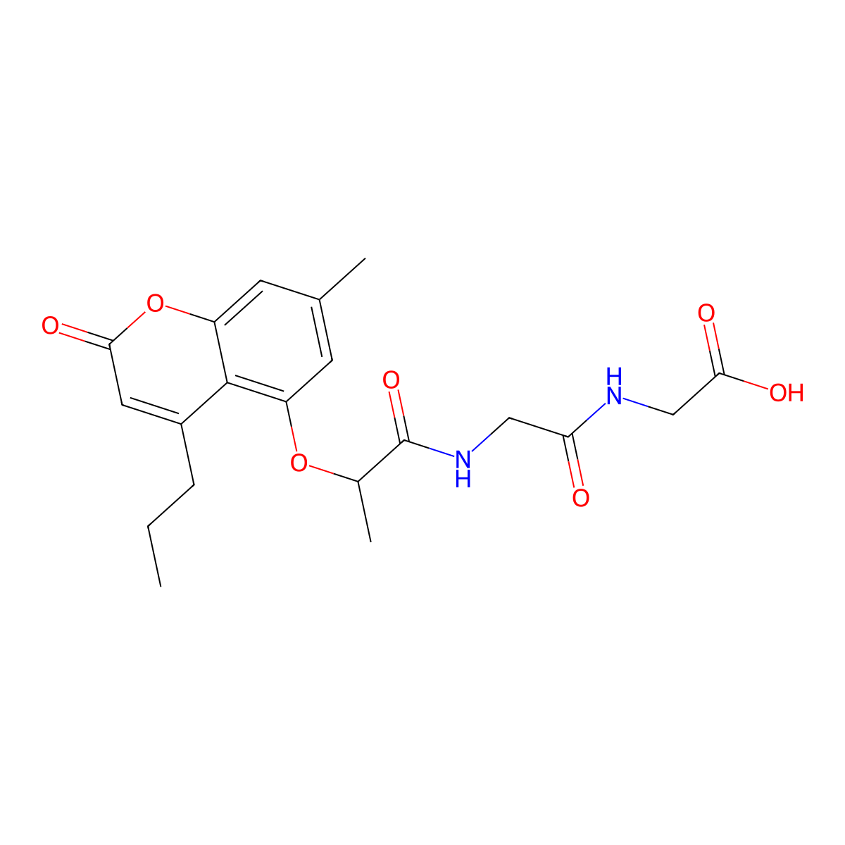 N-{2-[(7-methyl-2-oxo-4-propyl-2H-chromen-5-yl)oxy]propanoyl}glycylglycine molecular structure, CAS 859127-56-3