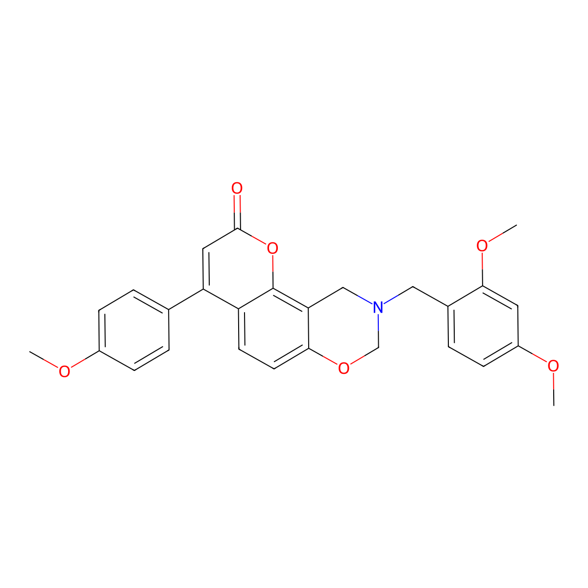 9-[(2,4-Dimethoxyphenyl)methyl]-4-(4-methoxyphenyl)-8,10-dihydropyrano[2,3-f][1,3]benzoxazin-2-one molecular structure, CAS 859128-24-8