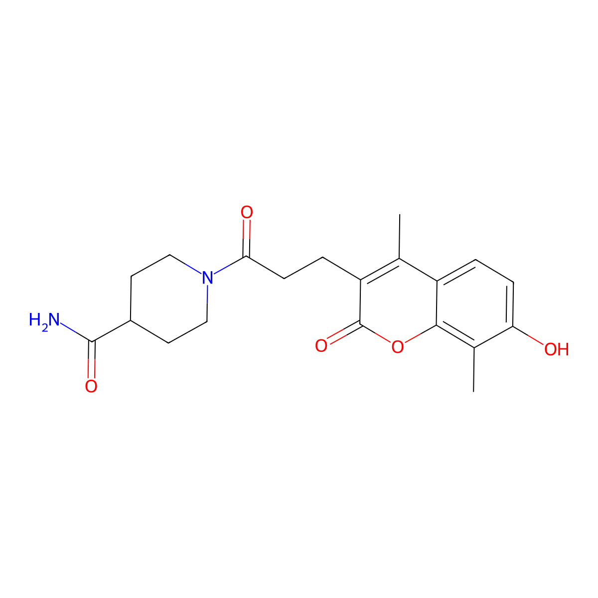 1-[3-(7-hydroxy-4,8-dimethyl-2-oxo-2H-chromen-3-yl)propanoyl]piperidine-4-carboxamide molecular structure, CAS 859128-56-6