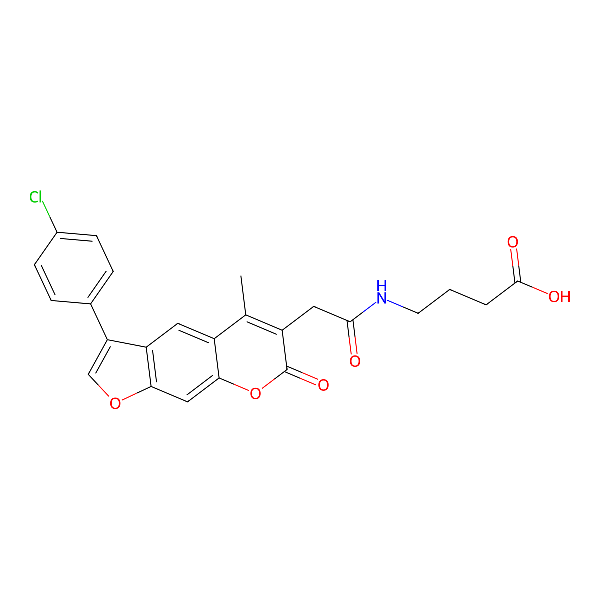 4-({[3-(4-chlorophenyl)-5-methyl-7-oxo-7H-furo[3,2-g]chromen-6-yl]acetyl}amino)butanoic acid molecular structure, CAS 859128-69-1