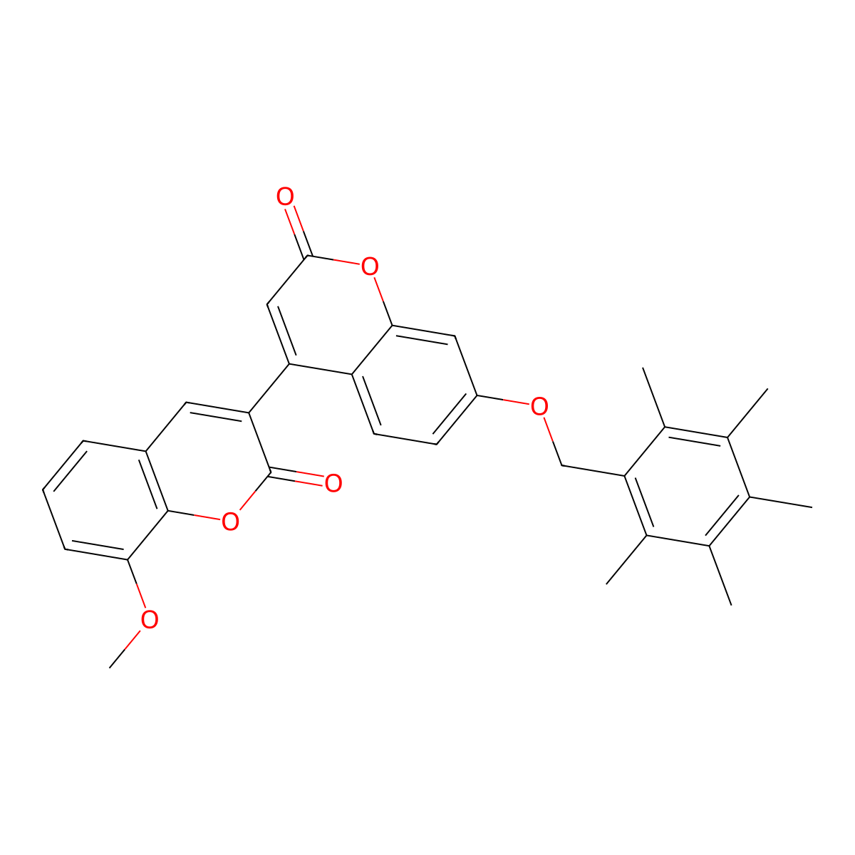 8-methoxy-7'-[(pentamethylbenzyl)oxy]-2H,2'H-3,4'-bichromene-2,2'-dione molecular structure, CAS 859129-92-3