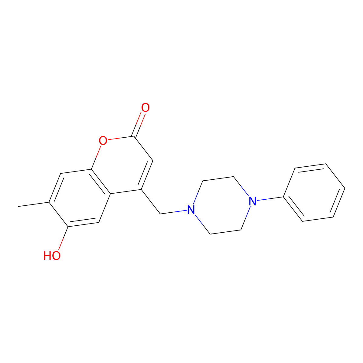 6-Hydroxy-7-methyl-4-[(4-phenylpiperazin-1-yl)methyl]chromen-2-one molecular structure, CAS 859130-20-4