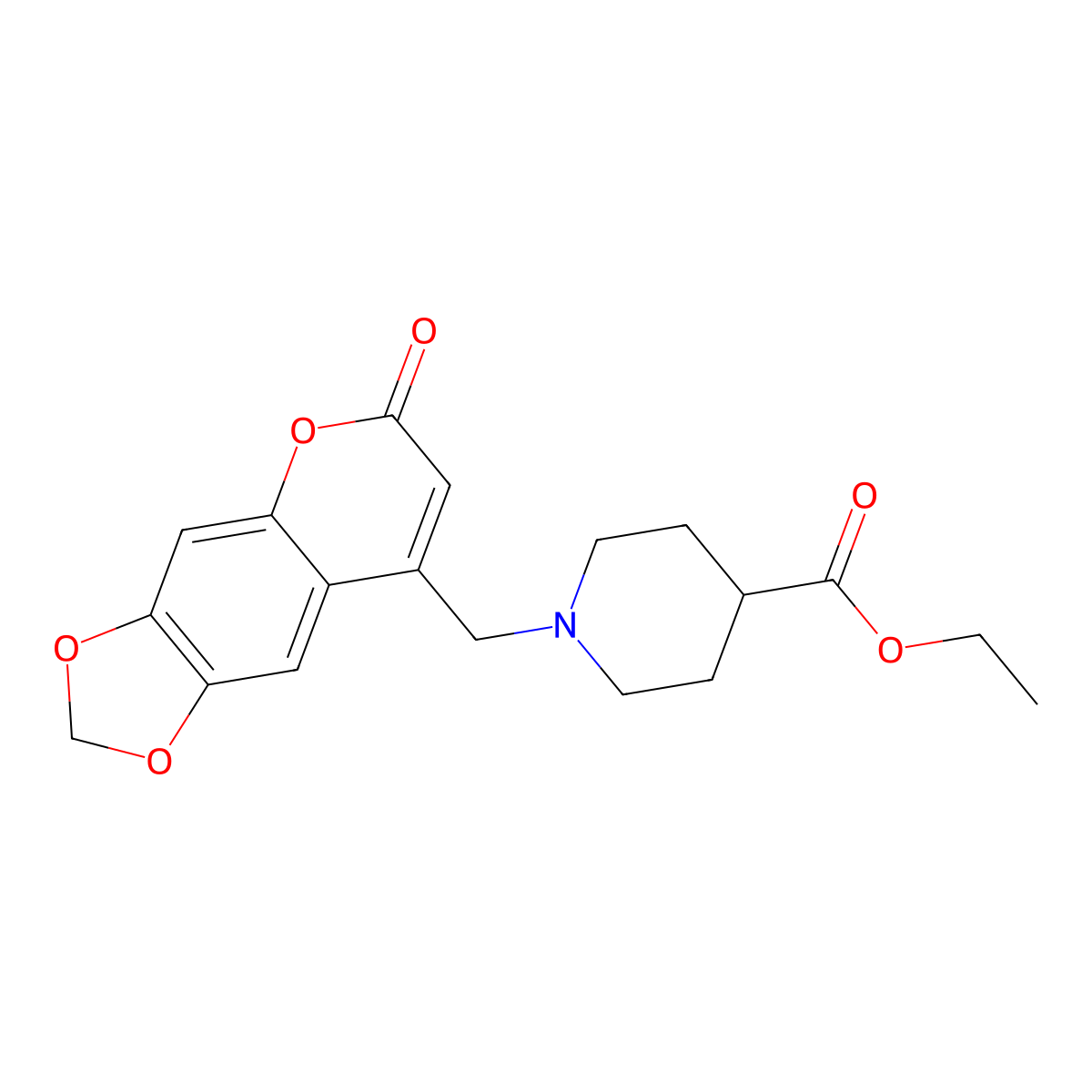 ethyl 1-((6-oxo-6H-[1,3]dioxolo[4,5-g]chromen-8-yl)methyl)piperidine-4-carboxylate molecular structure, CAS 859130-27-1