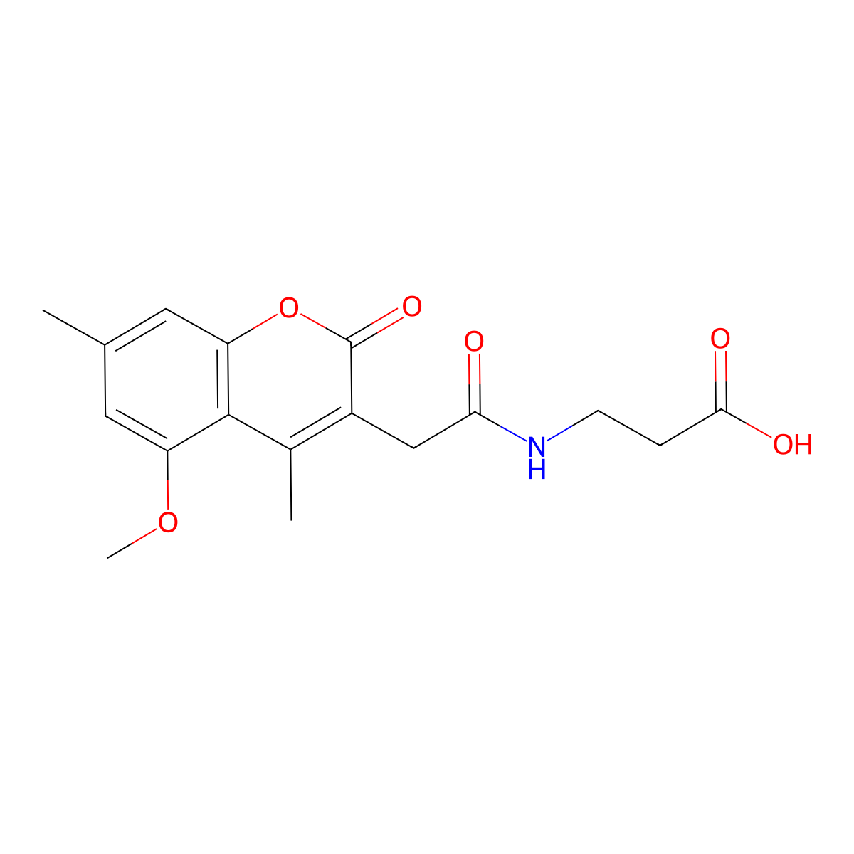 N-[(5-methoxy-4,7-dimethyl-2-oxo-2H-chromen-3-yl)acetyl]-beta-alanine molecular structure, CAS 859130-80-6
