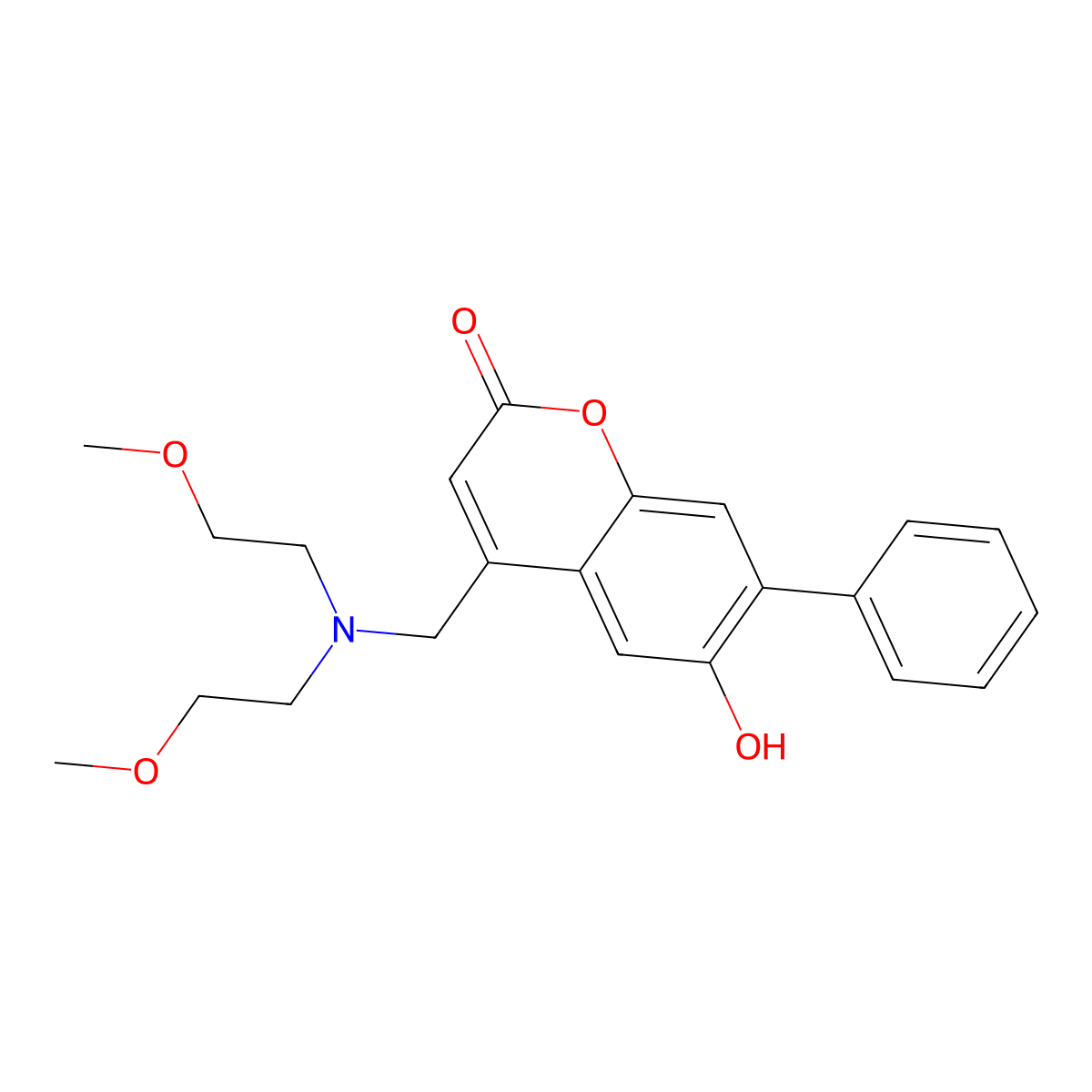 4-{[bis(2-methoxyethyl)amino]methyl}-6-hydroxy-7-phenyl-2H-chromen-2-one molecular structure, CAS 859131-63-8