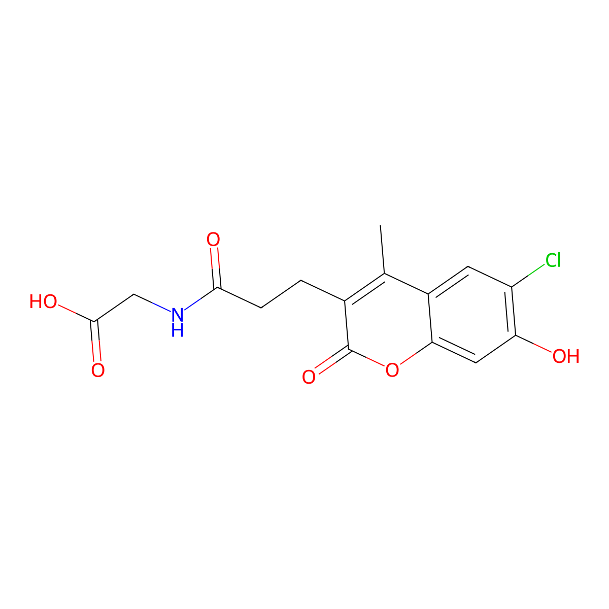 N-[3-(6-chloro-7-hydroxy-4-methyl-2-oxo-2H-chromen-3-yl)propanoyl]glycine molecular structure, CAS 859131-65-0