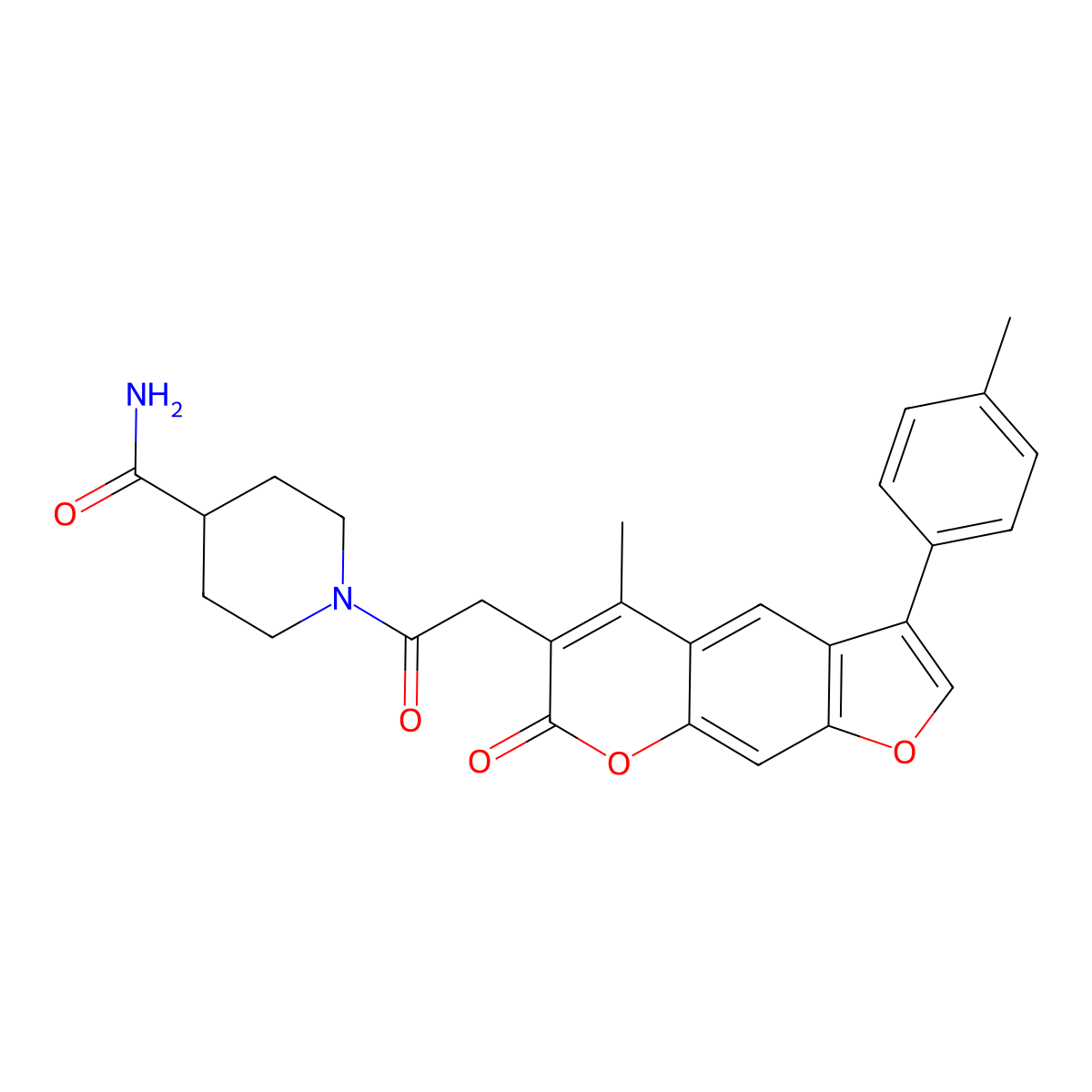 1-{[5-methyl-3-(4-methylphenyl)-7-oxo-7H-furo[3,2-g]chromen-6-yl]acetyl}piperidine-4-carboxamide molecular structure, CAS 859132-65-3
