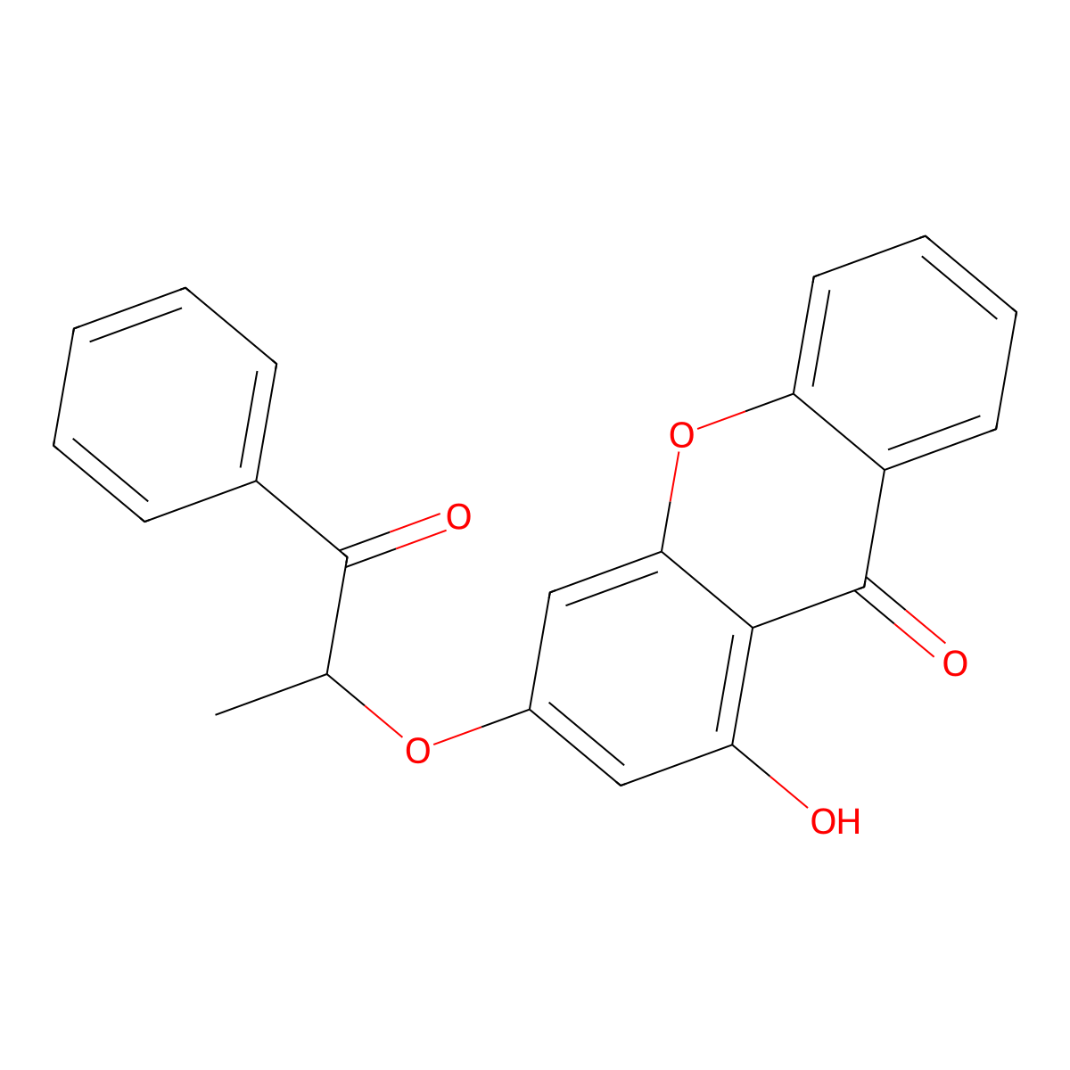 1-hydroxy-3-((1-oxo-1-phenylpropan-2-yl)oxy)-9H-xanthen-9-one molecular structure, CAS 859133-21-4