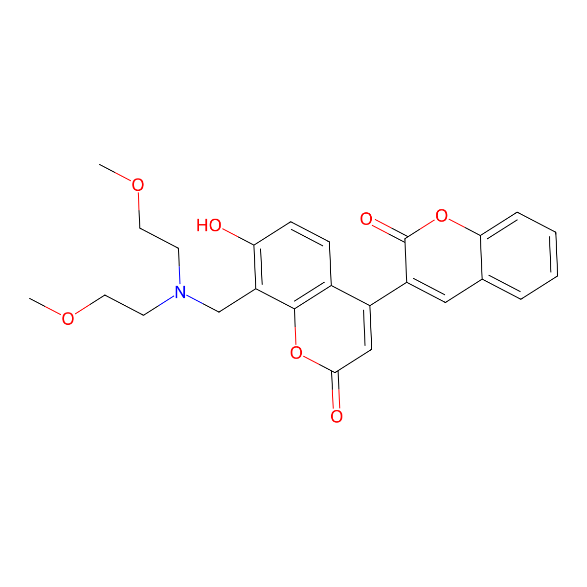 8-[[Bis(2-methoxyethyl)amino]methyl]-7-hydroxy-4-(2-oxochromen-3-yl)chromen-2-one molecular structure, CAS 859133-33-8