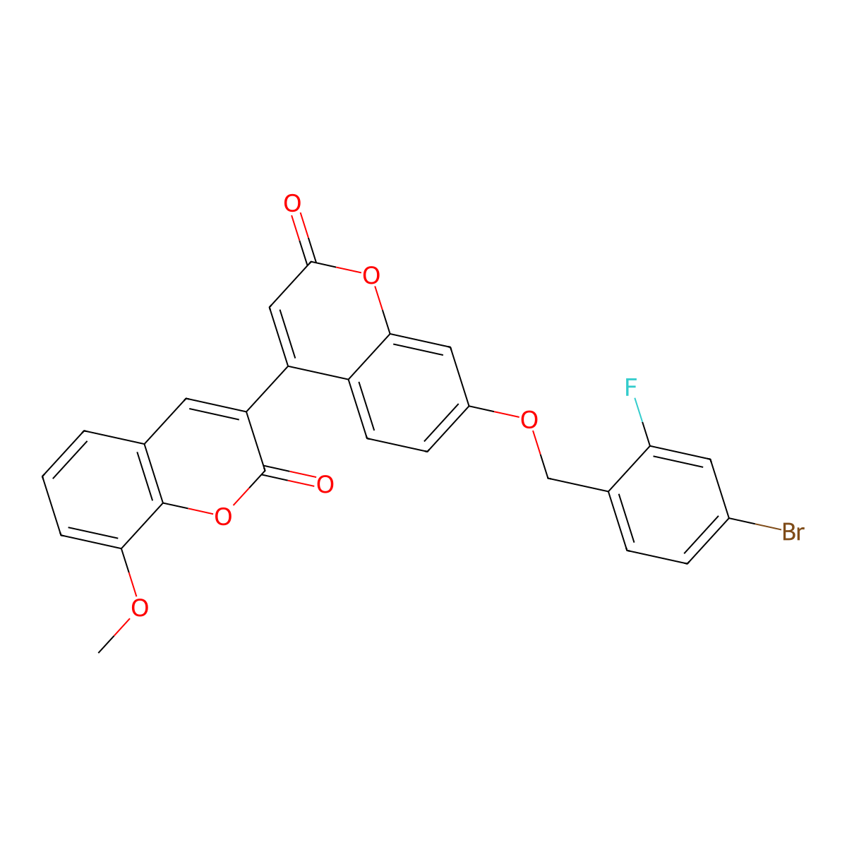 7'-[(4-bromo-2-fluorobenzyl)oxy]-8-methoxy-2H,2'H-3,4'-bichromene-2,2'-dione molecular structure, CAS 859133-45-2